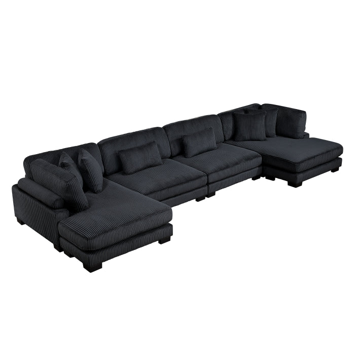 Homelegance - Traverse 4 Piece Modular Sectional with Reversible Chaise in Black - 8555BK*2AC2VC - GreatFurnitureDeal