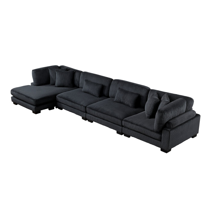 Homelegance - Traverse 4 Piece Modular Sectional with Reversible Chaise in Black - 8555BK*CR2ACVC - GreatFurnitureDeal