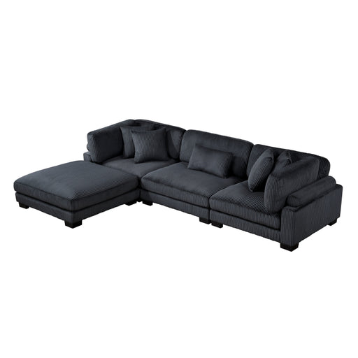 Homelegance - Traverse 4 Piece Modular Sectional with Ottoman in Black - 8555BK*4OT - GreatFurnitureDeal