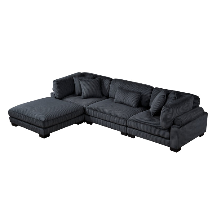 Homelegance - Traverse 4 Piece Modular Sectional with Ottoman in Black - 8555BK*4OT - GreatFurnitureDeal
