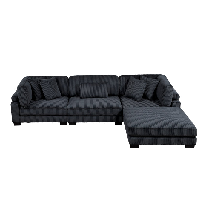 Homelegance - Traverse 4 Piece Modular Sectional with Ottoman in Black - 8555BK*4OT - GreatFurnitureDeal