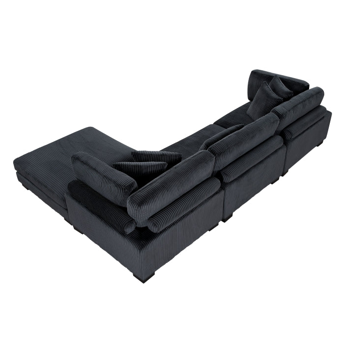 Homelegance - Traverse 4 Piece Modular Sectional with Ottoman in Black - 8555BK*4OT - GreatFurnitureDeal