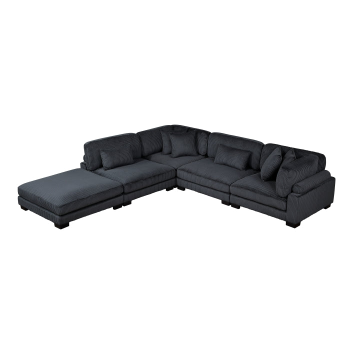 Homelegance - Traverse 5 Piece Modular Sectional with Ottoman in Black - 8555BK*5OT - GreatFurnitureDeal