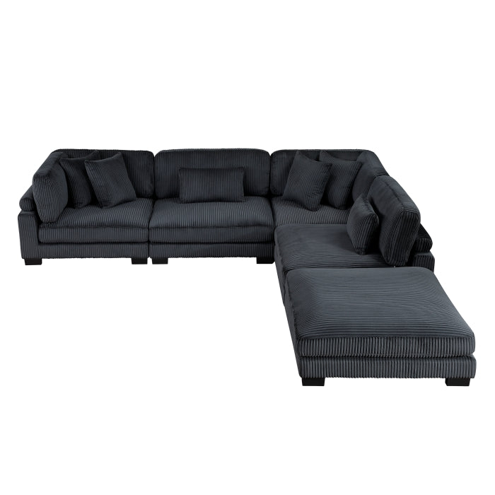 Homelegance - Traverse 5 Piece Modular Sectional with Ottoman in Black - 8555BK*5OT - GreatFurnitureDeal