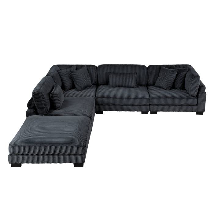 Homelegance - Traverse 5 Piece Modular Sectional with Ottoman in Black - 8555BK*5OT - GreatFurnitureDeal