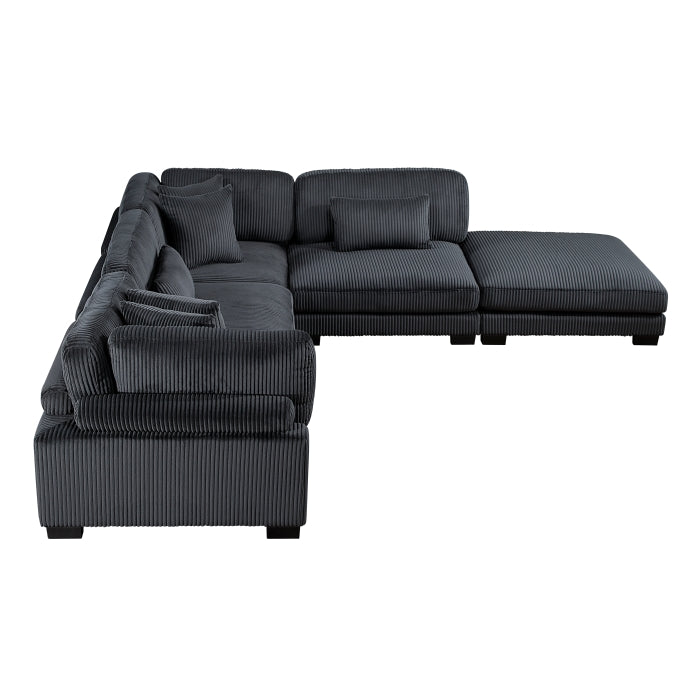 Homelegance - Traverse 5 Piece Modular Sectional with Ottoman in Black - 8555BK*5OT - GreatFurnitureDeal