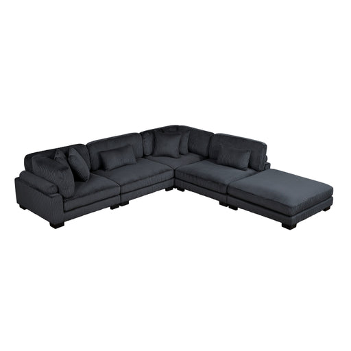 Homelegance - Traverse 5 Piece Modular Sectional with Ottoman in Black - 8555BK*5OT - GreatFurnitureDeal
