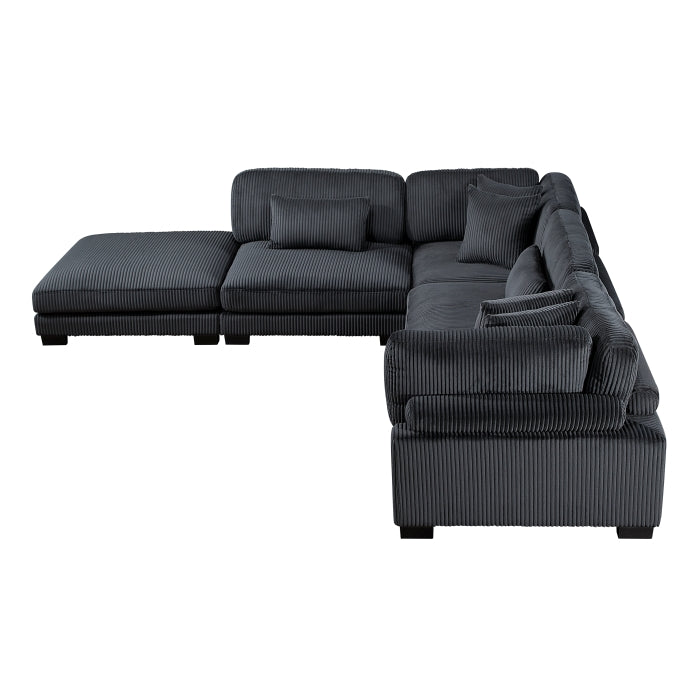 Homelegance - Traverse 5 Piece Modular Sectional with Ottoman in Black - 8555BK*5OT - GreatFurnitureDeal