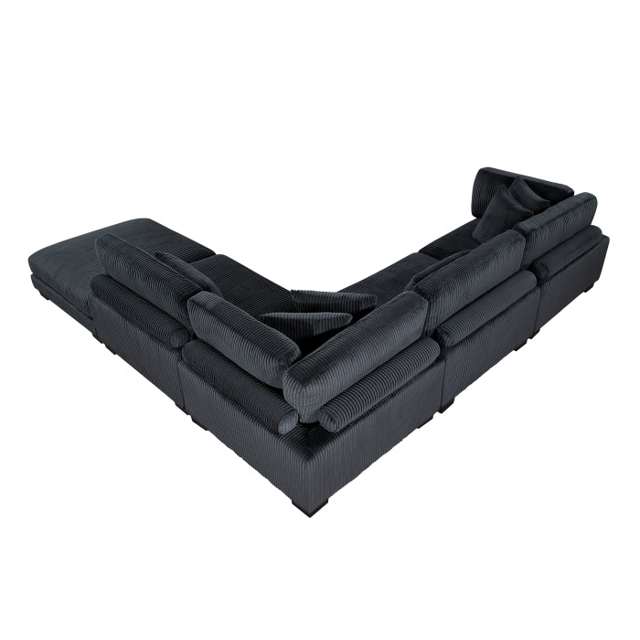 Homelegance - Traverse 5 Piece Modular Sectional with Ottoman in Black - 8555BK*5OT - GreatFurnitureDeal