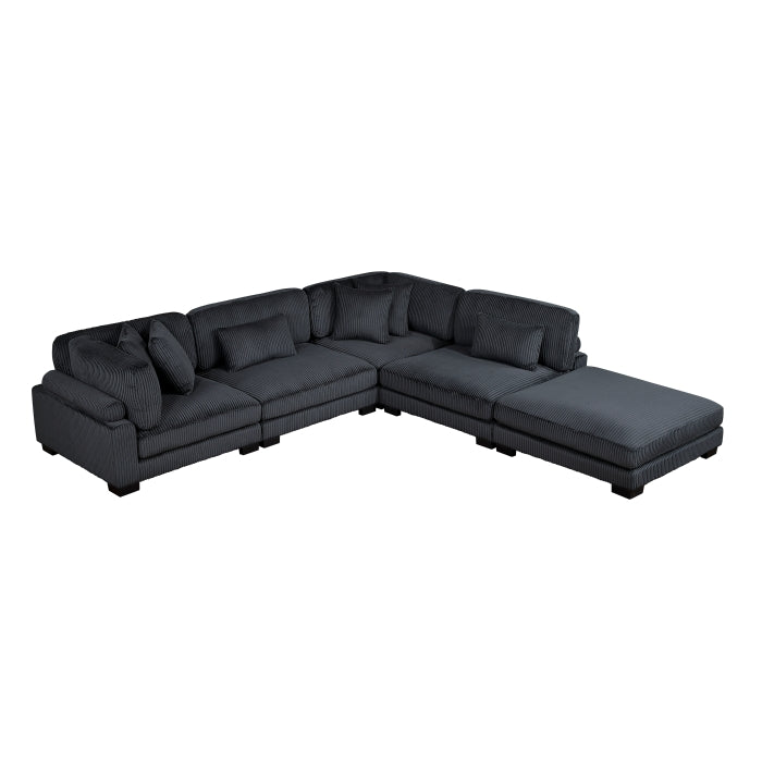 Homelegance - Traverse 5 Piece Modular Sectional with Ottoman in Black - 8555BK*5OT - GreatFurnitureDeal