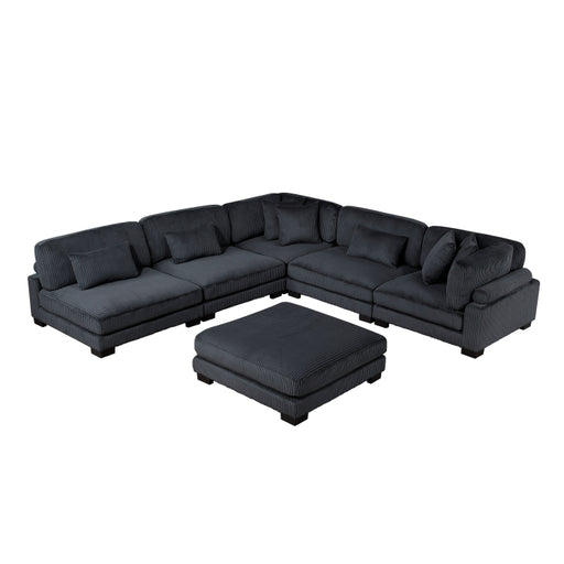 Homelegance - Traverse 6 Piece Modular Sectional with Ottoman in Black - 8555BK*6OT - GreatFurnitureDeal