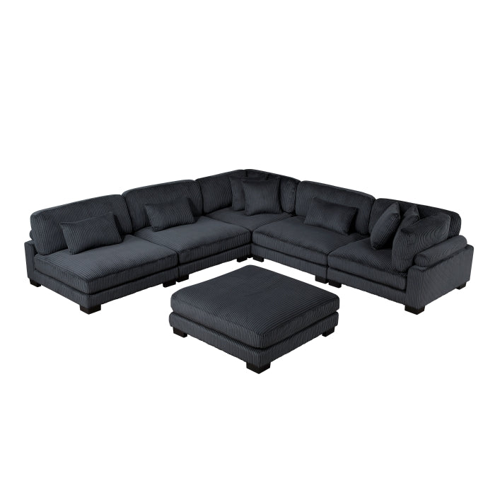 Homelegance - Traverse 6 Piece Modular Sectional with Ottoman in Black - 8555BK*6OT - GreatFurnitureDeal