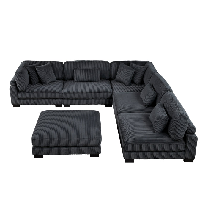 Homelegance - Traverse 6 Piece Modular Sectional with Ottoman in Black - 8555BK*6OT - GreatFurnitureDeal