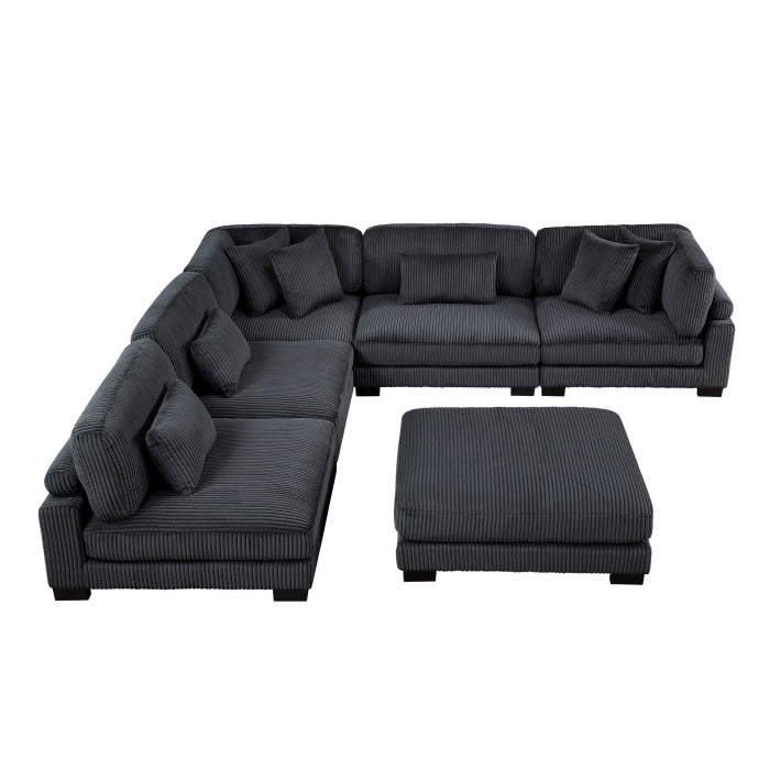 Homelegance - Traverse 6 Piece Modular Sectional with Ottoman in Black - 8555BK*6OT - GreatFurnitureDeal