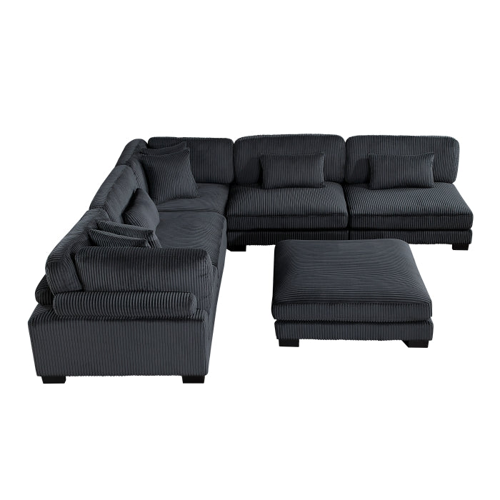 Homelegance - Traverse 6 Piece Modular Sectional with Ottoman in Black - 8555BK*6OT - GreatFurnitureDeal