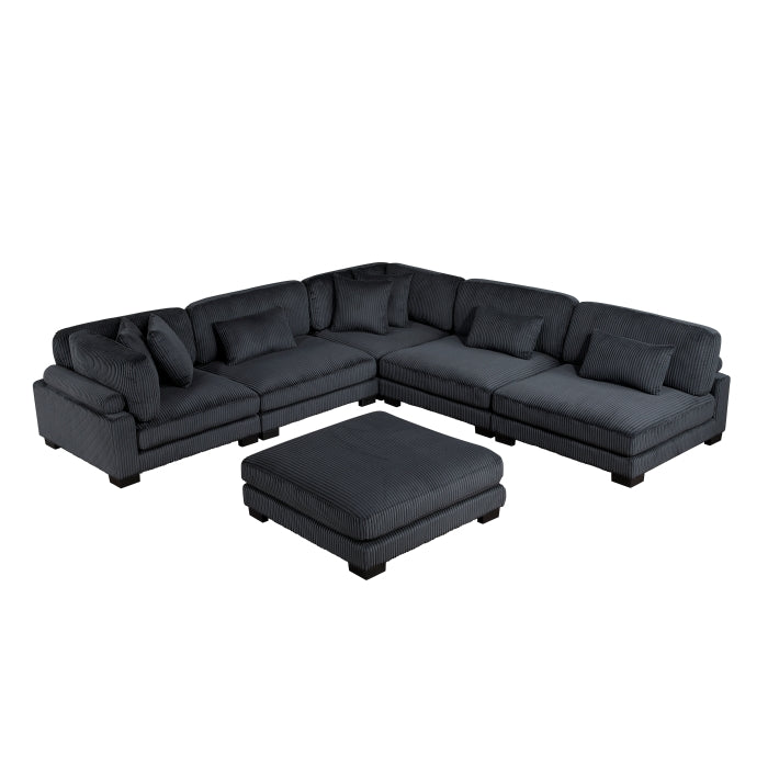 Homelegance - Traverse 6 Piece Modular Sectional with Ottoman in Black - 8555BK*6OT - GreatFurnitureDeal