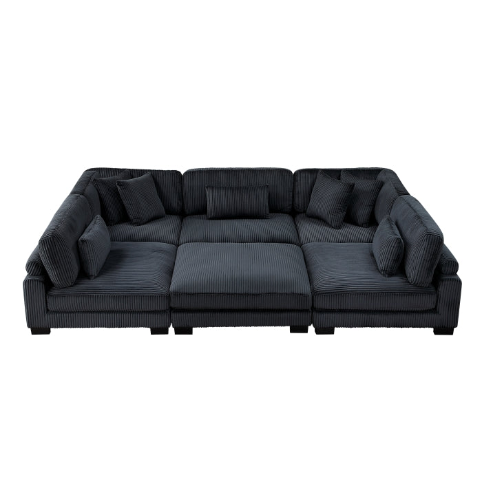 Homelegance - Traverse 6 Piece Modular Sectional with Ottoman in Black - 8555BK*6OT - GreatFurnitureDeal