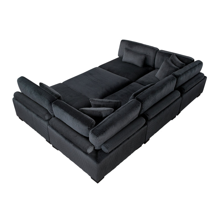 Homelegance - Traverse 6 Piece Modular Sectional with Ottoman in Black - 8555BK*6OT - GreatFurnitureDeal