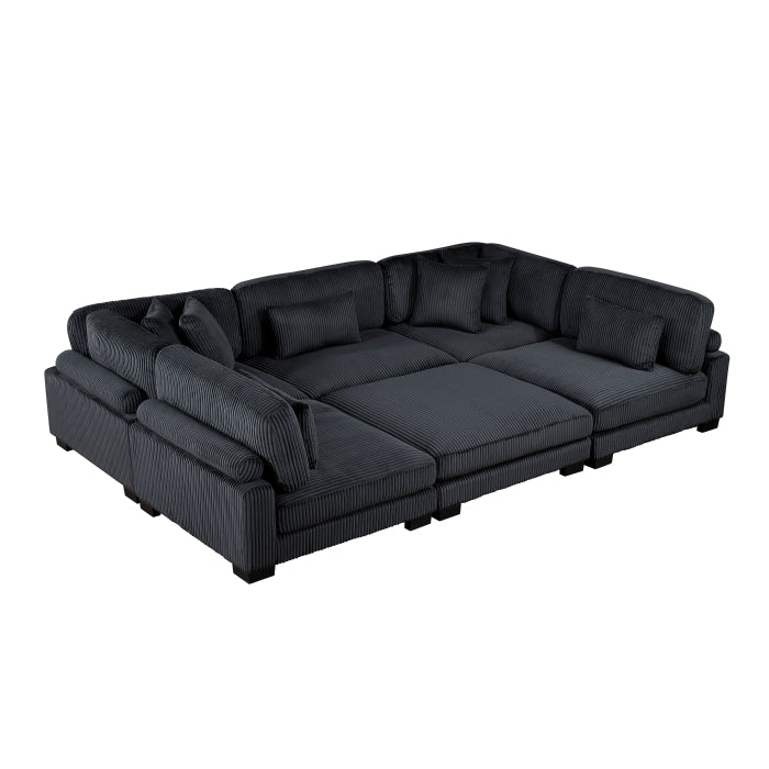 Homelegance - Traverse 6 Piece Modular Sectional with Ottoman in Black - 8555BK*6OT - GreatFurnitureDeal