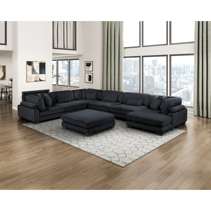 Homelegance - Traverse 7 Piece Modular Sectional with Reversible Chaise in Black - 8555BK*2CR3ACVCOT - GreatFurnitureDeal