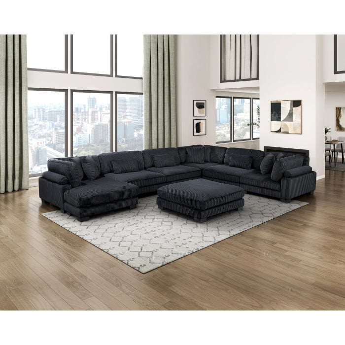 Homelegance - Traverse 7 Piece Modular Sectional with Reversible Chaise in Black - 8555BK*2CR3ACVCOT - GreatFurnitureDeal