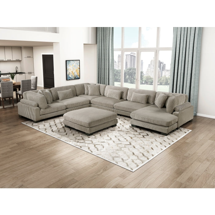 Homelegance - Traverse 7 Piece Modular Sectional with Reversible Chaise and Ottoman - 8555GB*2CR3ACVCOT - GreatFurnitureDeal