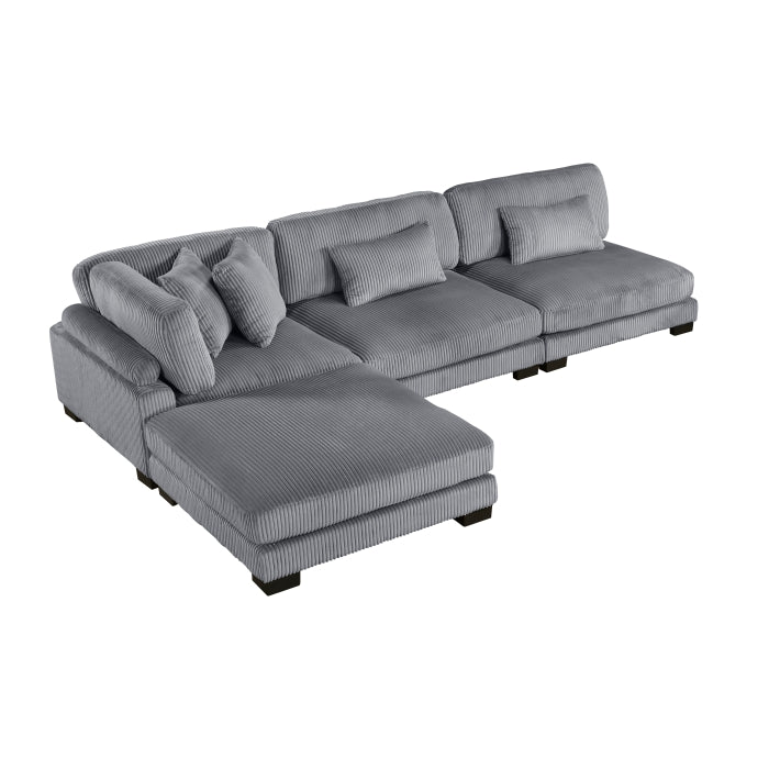 Homelegance - Traverse 4 Piece Modular Sectional with Ottoman - 8555GY*2AC1CROT - GreatFurnitureDeal
