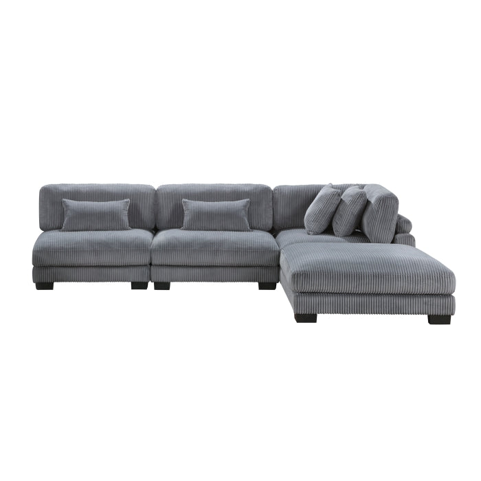 Homelegance - Traverse 4 Piece Modular Sectional with Ottoman - 8555GY*2AC1CROT - GreatFurnitureDeal