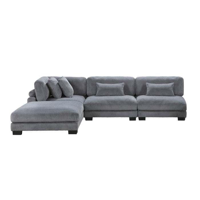 Homelegance - Traverse 4 Piece Modular Sectional with Ottoman - 8555GY*2AC1CROT - GreatFurnitureDeal