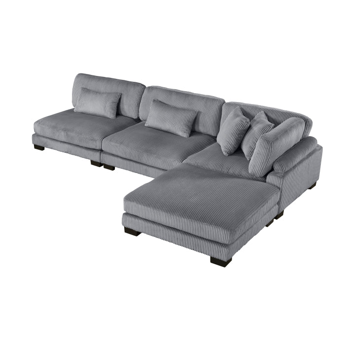 Homelegance - Traverse 4 Piece Modular Sectional with Ottoman - 8555GY*2AC1CROT - GreatFurnitureDeal