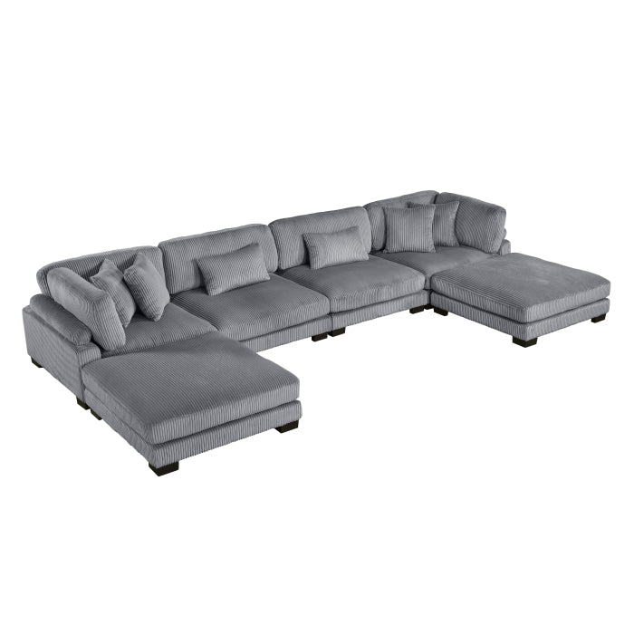 Homelegance - Traverse 6 Piece Modular Sectional with Ottomans - 8555GY*2CR2AC2OT - GreatFurnitureDeal