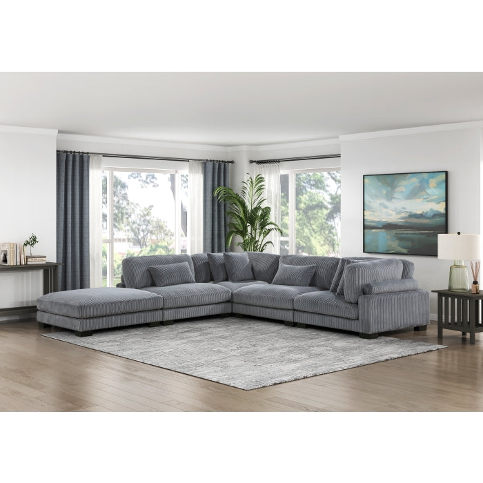 Homelegance - Traverse 5 Piece Modular Sectional with Ottoman - 8555GY*5OT