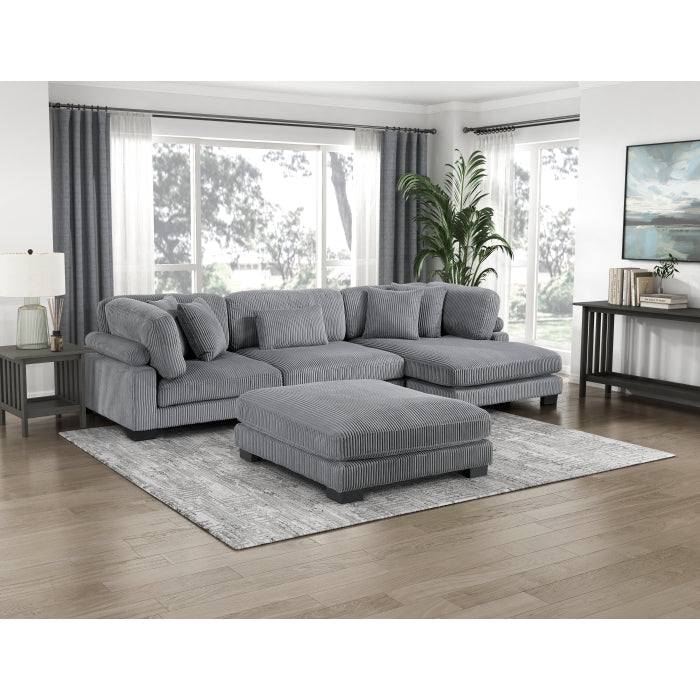 Homelegance - Traverse 4 Piece Modular Sectional with Reversible Chaise and Ottoman - 8555GY*CRACVCOT - GreatFurnitureDeal