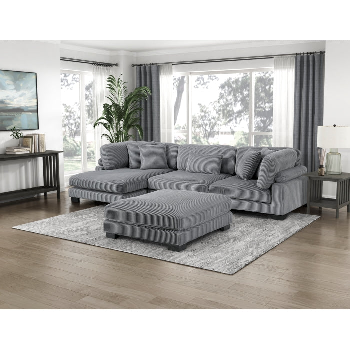 Homelegance - Traverse 4 Piece Modular Sectional with Reversible Chaise and Ottoman - 8555GY*CRACVCOT - GreatFurnitureDeal