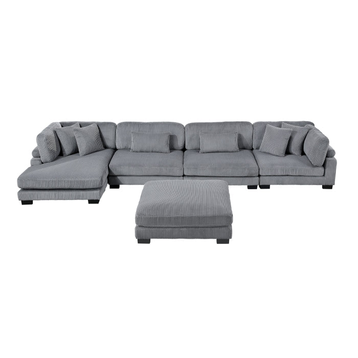 Homelegance - Traverse 5 Piece Modular Sectional with Reversible Chaise and Ottoman - 8555GY*CR2ACVCOT - GreatFurnitureDeal