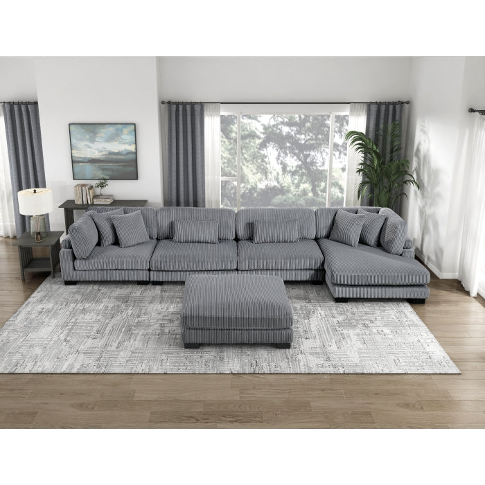 Homelegance - Traverse 5 Piece Modular Sectional with Reversible Chaise and Ottoman - 8555GY*CR2ACVCOT