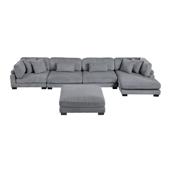 Homelegance - Traverse 5 Piece Modular Sectional with Reversible Chaise and Ottoman - 8555GY*CR2ACVCOT - GreatFurnitureDeal