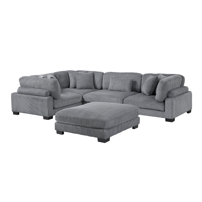 Homelegance - Traverse 5 Piece Modular Sectional with Ottoman - 8555GY*3CRACOT - GreatFurnitureDeal