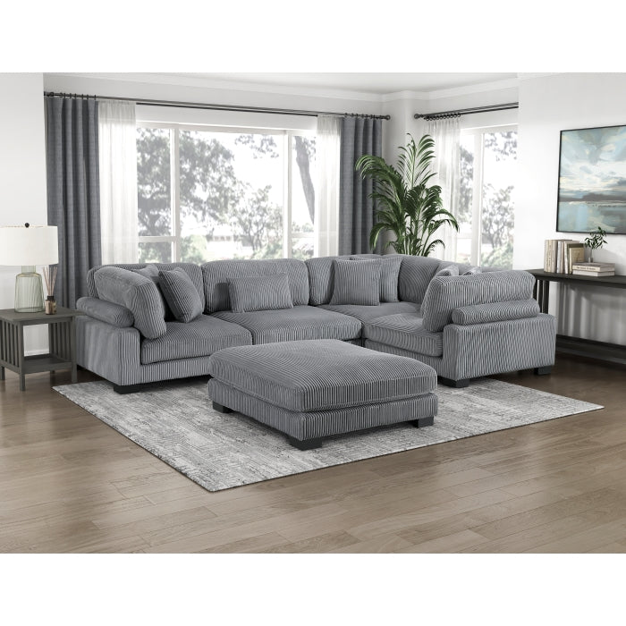 Homelegance - Traverse 5 Piece Modular Sectional with Ottoman - 8555GY*3CRACOT - GreatFurnitureDeal