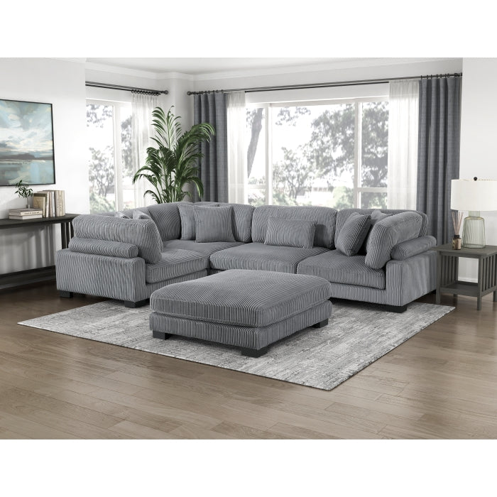 Homelegance - Traverse 5 Piece Modular Sectional with Ottoman - 8555GY*3CRACOT - GreatFurnitureDeal