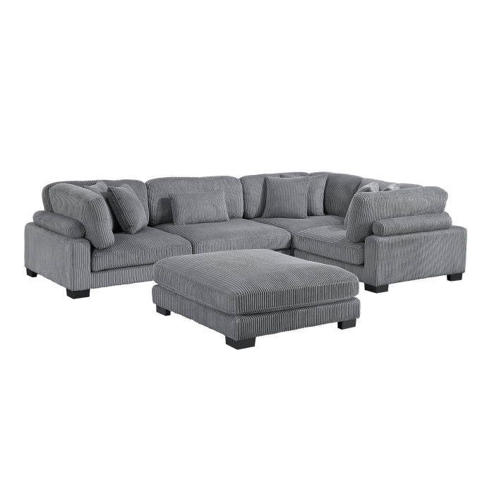 Homelegance - Traverse 5 Piece Modular Sectional with Ottoman - 8555GY*3CRACOT