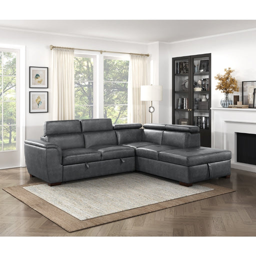 Homelegance - Barre 2 Piece Sectional with Pull-out Bed in Gray - 8567GY*SC - GreatFurnitureDeal