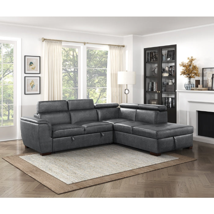 Homelegance - Barre 2 Piece Sectional with Pull-out Bed in Gray - 8567GY*SC - GreatFurnitureDeal