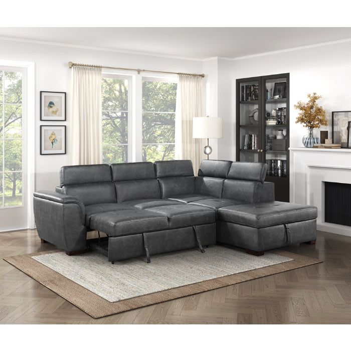 Homelegance - Barre 2 Piece Sectional with Pull-out Bed in Gray - 8567GY*SC - GreatFurnitureDeal