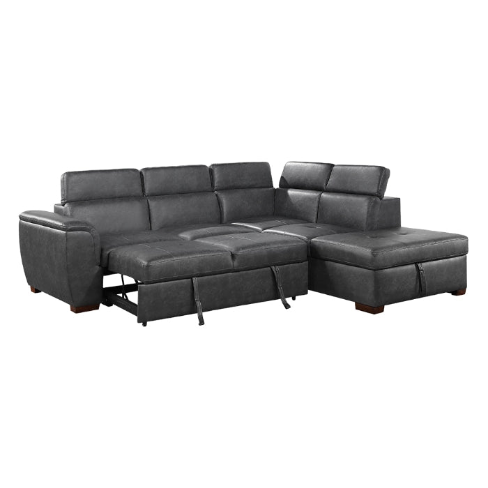 Homelegance - Barre 2 Piece Sectional with Pull-out Bed in Gray - 8567GY*SC - GreatFurnitureDeal