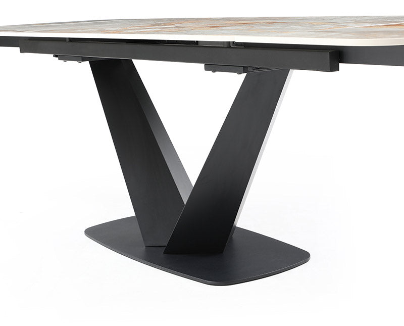 ESF Furniture - Planet Dining Table Two 16'' Extensions in Sanded Black - PLANETTABLE