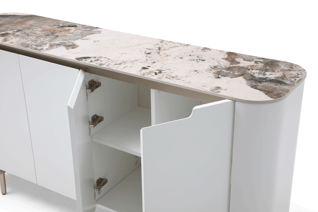 ESF Furniture - 93 - 8 Piece Dining Table Set in Golden Champagne - 93DININGTABLE-8SET - GreatFurnitureDeal