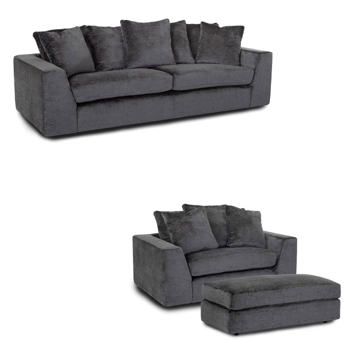 Franklin Furniture - Haswell 3 Piece Living Room Set in Charcoal - 87640-87688-87618-3SET - GreatFurnitureDeal