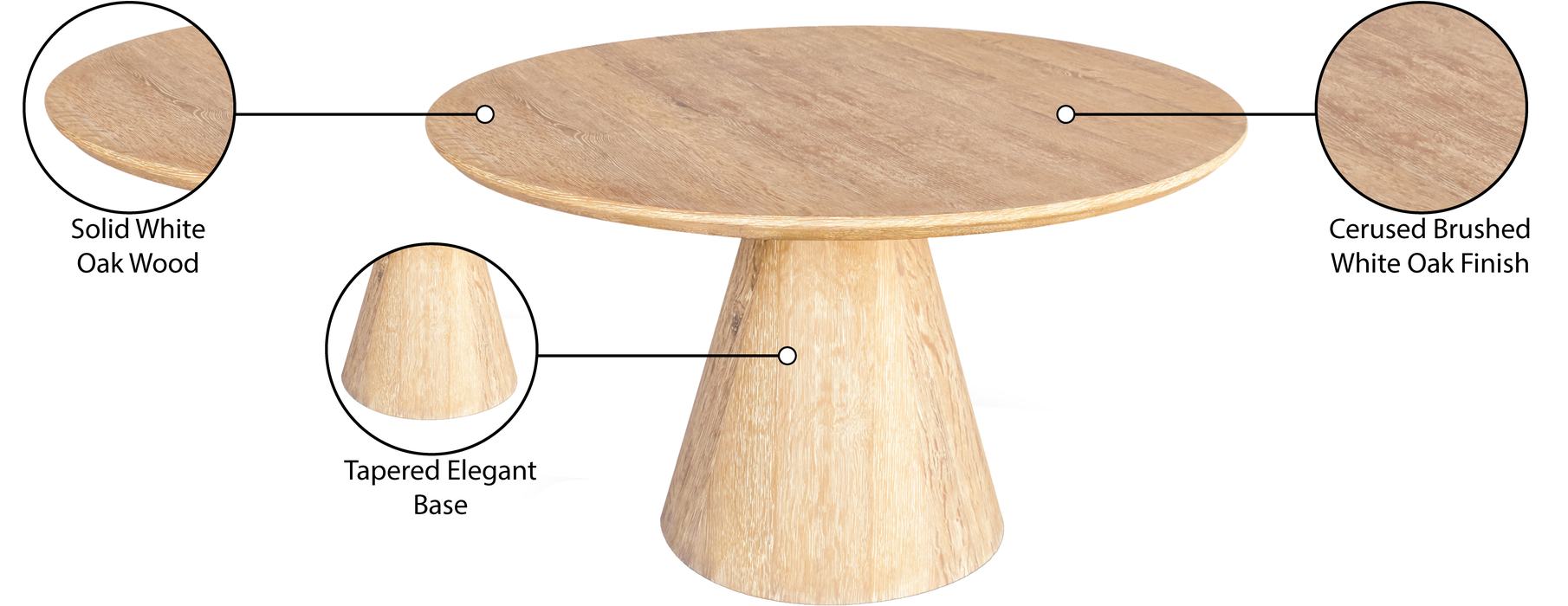 Meridian Furniture - Linette 52" White Oak Wood Dining Table - 877-T - GreatFurnitureDeal