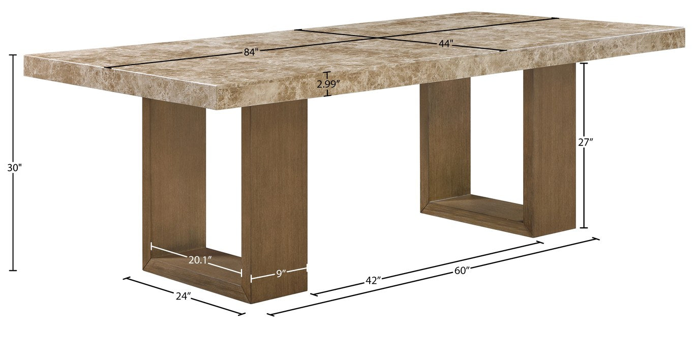 Meridian Furniture - Ananda 84" Brown Genuine Marble Dining Table - 88040-DT84 - GreatFurnitureDeal